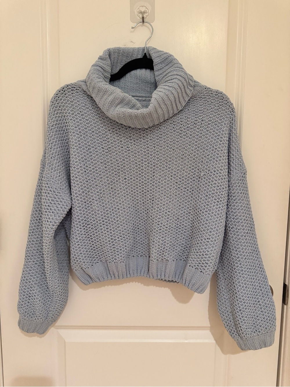 Light Blue Turtleneck Knit Sweater - Women